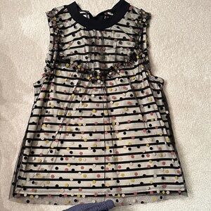 Maeve by Anthropologie Black & White Striped and tulle polka dot sleeveless top